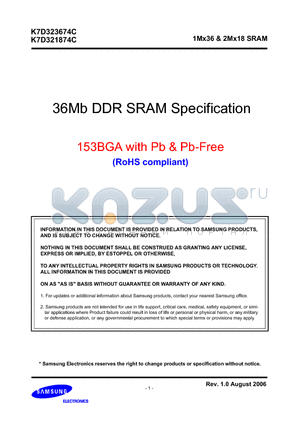 K7D321874C-HC33 datasheet - 1Mx36 & 2Mx18 SRAM