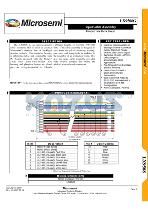 LX9508 datasheet - Input Cable Assembly