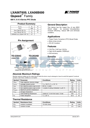 LXA06T600 datasheet - 600 V, 6 A X-Series PFC Diode
