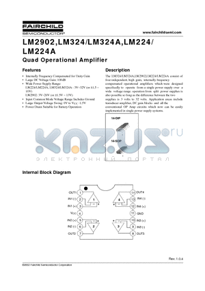 LM2902 datasheet - Quad Operational Amplifier
