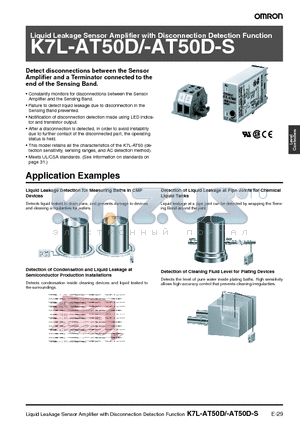 K7L-AT50D-S datasheet - Liquid Leakage Sensor Amplifier with Disconnection Detection Function