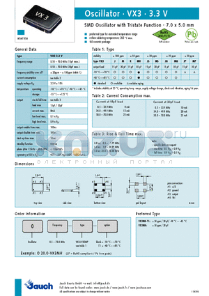 O0.5-VX3L datasheet - SMD Oscillator with Stop Function