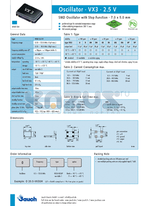 O0.5-VX3UP datasheet - SMD Oscillator with Stop Function