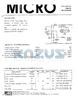 MEL78 datasheet - NPN SILICON PHOTO TRANSISTOR