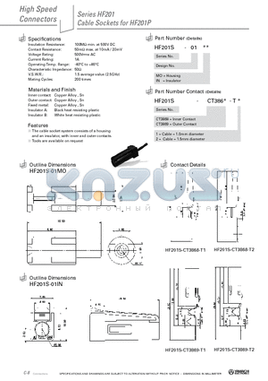 HF201S-CT3868-T1 datasheet - Cable Sockets for HF201P