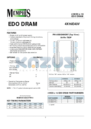 MEM4X16E43VTW-5 datasheet - 4 MEG x 16 EDO DRAM