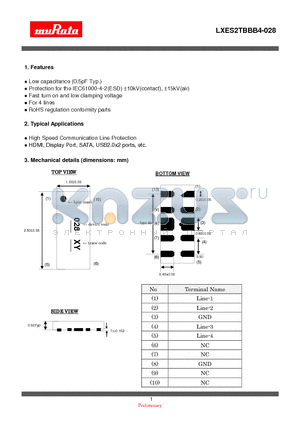 LXES2TBBB4-028 datasheet - High Speed Communication Line Protection