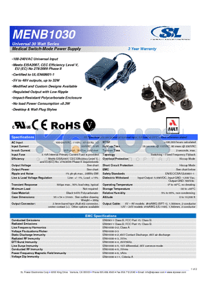 MENB1030 datasheet - Medical Switch-Mode Power Supply