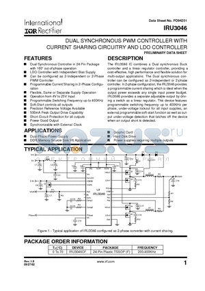 IRU3046 datasheet - DUAL SYNCHRONOUS PWM CONTROLLER WITH CURRENT SHARING CIRCUITRY AND LDO CONTROLLER