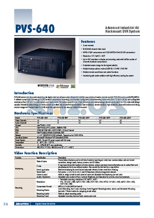PVS-640 datasheet - Advanced Industrial 4U Rackmount DVR System