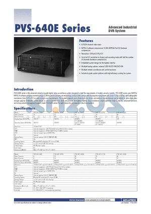 PVS-640-SB16-A1E datasheet - Advanced Industrial DVR System