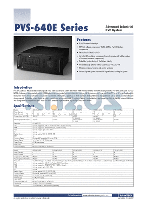 PVS-640-SD16-A1E datasheet - Advanced Industrial DVR System