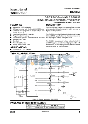 IRU3055CQ datasheet - 5-BIT PROGRAMMABLE 3-PHASE SYNCHRONOUS BUCK CONTROLLER IC