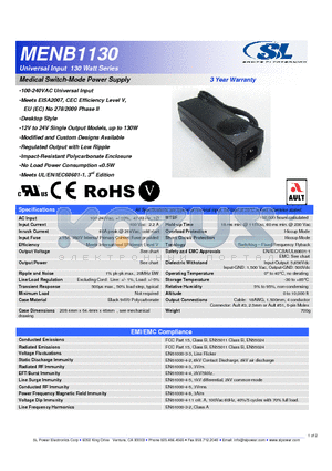 MENB1130 datasheet - Medical Switch-Mode Power Supply