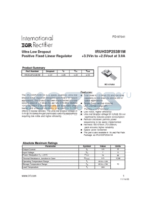 IRUH33P253B1M datasheet - Ultra Low Dropout Positive Fixed Linear Regulator