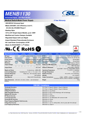 MENB1130A1803F01 datasheet - Medical Switch-Mode Power Supply