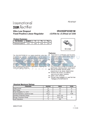 IRUH50P333B1M datasheet - Ultra Low Dropout Fixed Positive Linear Regulator