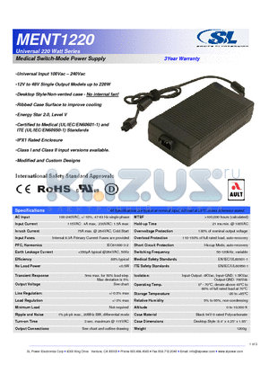 MENT1220A1251F01 datasheet - Medical Switch-Mode Power Supply