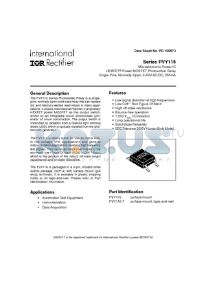 PVY116-T datasheet - Microelectronic Power IC