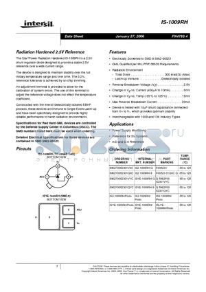 IS-1009RH_06 datasheet - Radiation Hardened 2.5V Reference