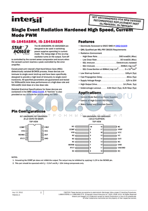 IS-1845ASEH datasheet - Single Event Radiation Hardened High Speed, Current Mode PWM