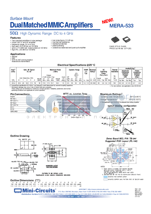 MERA-533 datasheet - Surface Mount Dual MatchedMMIC Amplifiers