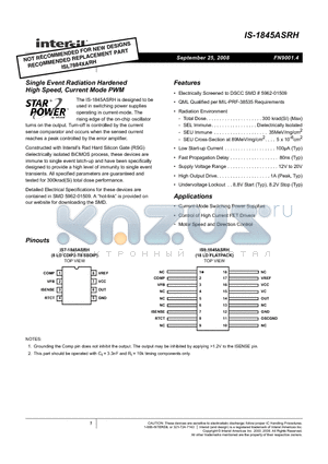 IS-1845ASRH_08 datasheet - Single Event Radiation Hardened High Speed, Current Mode PWM