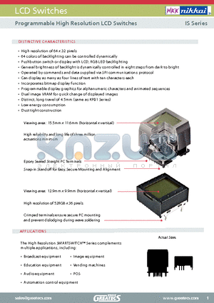 IS01DBFRGB datasheet - Programmable High Resolution LCD Switches