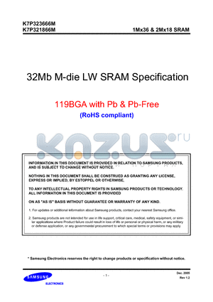 K7P321866M datasheet - 1Mx36 & 2Mx18 SRAM