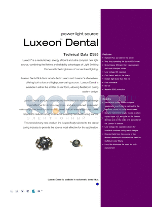 LXHL-PRD5 datasheet - power light source Luxeon Dental