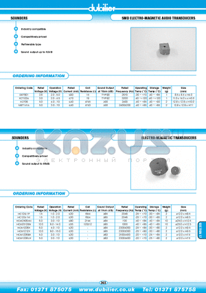 MET141A datasheet - SOUNDERS SMD ELECTRO-MAGNETIC AUDIO TRANSDUCERS