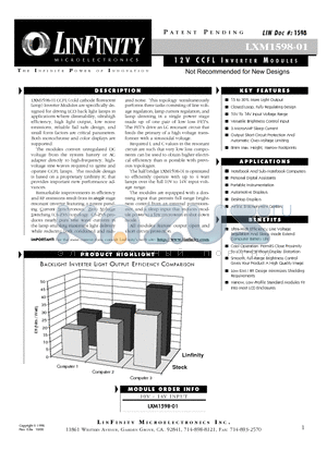 LXM1598-01 datasheet - 12V CCFL INVERTER MODULES