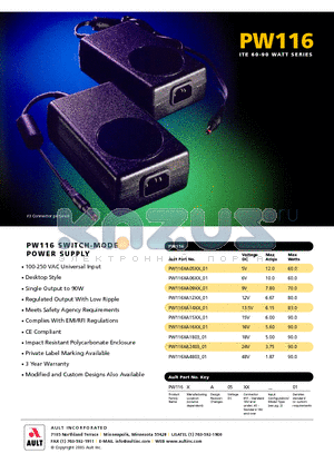 PW116XA05XX datasheet - PW116 SWITCH-MODE POWER SUPPLY