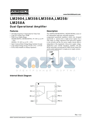 LM2904N datasheet - Dual Operational Amplifier