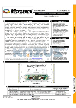 LXM1623-05-41 datasheet - 5V Dual 4W CCFL Programmable Inverter Module