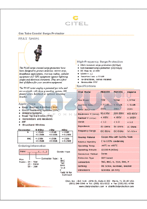 P8AX09N datasheet - Gas Tube Coaxial Surge Protector
