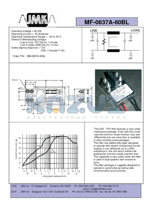 MF-0637A-60BL datasheet - Operating Voltage = 48 Vdc Operating Current = 60 Amperes