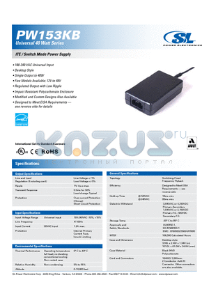 PW153KB15XX datasheet - Universal 40 Watt Series