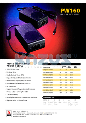 PW160XA0503F01 datasheet - PW160 SWITCH-MODE POWER SUPPLY