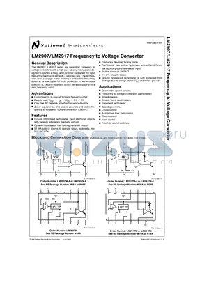 LM2907N datasheet - Frequency to Voltage Converter