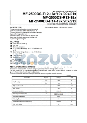 MF-2500DS-R14-200 datasheet - SONET/SDH TRANSMITTER & RECIEVER