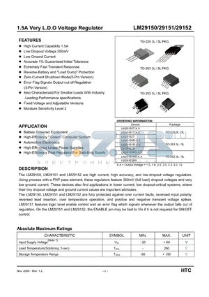 LM29150T-12 datasheet - 1.5A Very L.D.O Voltage Regulator