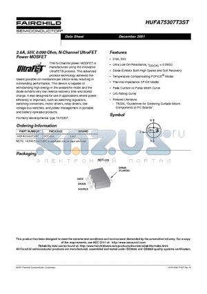 HUFA75307T3ST datasheet - 2.6A, 55V, 0.090 Ohm, N-Channel UltraFET Power MOSFET