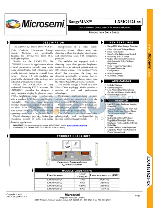 LXMG1621-03 datasheet - DIGITAL DIMMING DUAL LAMP CCFL INVERTER MODULE