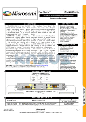 LXMG1623-05-61 datasheet - 5V Dual 6W Programmable CCFL Inverter Module