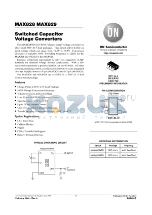 MAX828 datasheet - Switched Capacitor Voltage Converters