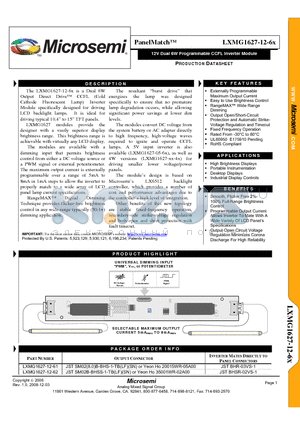 LXMG1627-12-61 datasheet - 12V Dual 6W Programmable CCFL Inverter Module