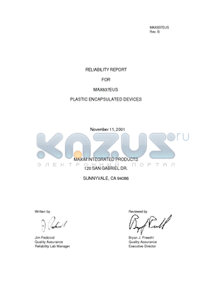 MAX837EUS datasheet - PLASTIC ENCAPSULATED DEVICES