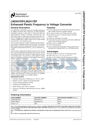 LM2917EP datasheet - Enhanced Plastic Frequency to Voltage Converter