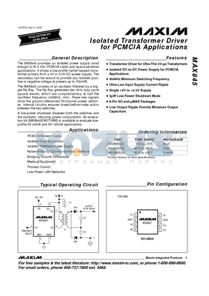 MAX845ESA datasheet - Isolated Transformer Driver for PCMCIA Applications